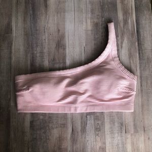 Light Pink Ribbed One Shoulder Bikini Top